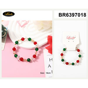 Pulsera de cuentas navideña con dije de Papá Noel, 18 cm, joyería de moda unisex - Product Image 4