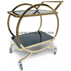 Carrito de servicio de 3 niveles de metal hecho a mano de primera calidad diseñado con bandeja de vidrio para un servicio de lujo con atención al detalle - Product Image 6