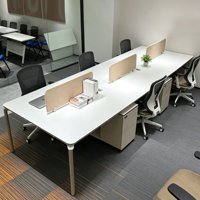 Furnitur Workstation Kantor Modern untuk 6 Orang, Meja Workstation Modular dengan Partisi Layar dan Kabinet Penyimpanan