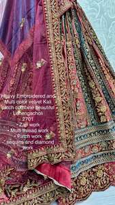 Magnifique Lehenga Choli avec patch Kali en velours brodé lourd et multicolore - Product Image 4