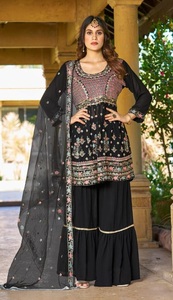 Último zorro Georgette pesado con bordado trabajo indio diseñador traje paquistaní para la venta en línea - Product Image 2