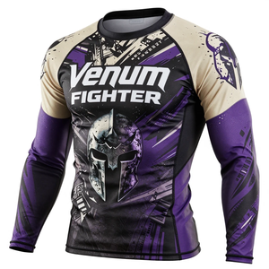 Venum Fighter Rash Guard Full Sleeve Sublimation Print Quick Dry Spandex Polyester <b>Compression</b> <b>Shirt</b> Venum Fighter Rash Guard - Product Image 1