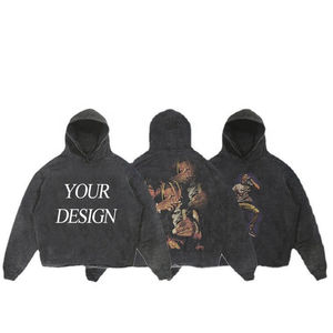 Vente en gros de sweat à capuche surdimensionné délavé à l'acide pour hommes coupe vintage bas ourlet brut broderie logo teint uni taille 6XL sweat-shirt - Product Image 1