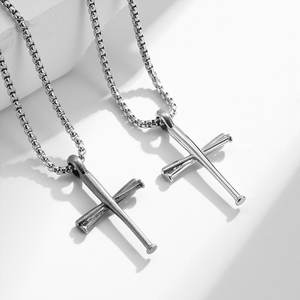 Collier pendentif tendance en acier inoxydable 316L plaqué or 14K 18K PVD, bijoux fins, collier de baseball pour homme - Product Image 5