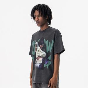 Vente en gros OEM T-shirt d'été à manches courtes pour hommes 2025 Street Vintage Letter Printed Casual Oversized Style Knitted Mens Top - Product Image 3