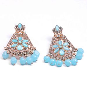 Conjunto de collares de gargantilla de piedra austriaca chapada en oro rosa, collares de gargantilla de moda, conjunto de joyería de diseño Floral tradicional de oro rosa - Product Image 5