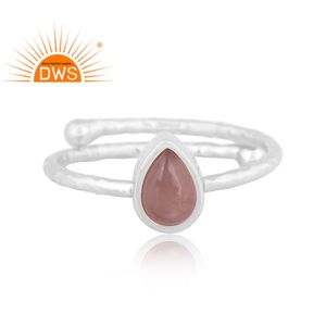 Best Selling Fine <b>Sterling</b> <b>Silver</b> Natural Peach Moonstone <b>Adjustable</b> <b>Ring</b> Jewelry For Women Gift For Her - Product Image 2