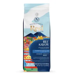 Granos de café tostado de calidad italiana 1 Kg Blu Savoy Café de grano entero 80% Arabica 20% robusta para minoristas de café en línea