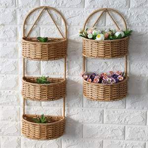 2026 New Nordic Storage <b>Basket</b> Rectangle Hand Woven Metal Iron & PP <b>Rattan</b> 3-Tier <b>Hanging</b> Eco-Friendly Multifunction Home Decor - Product Image 1