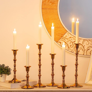 New Metal Aluminum Home Decorative <b>Candle</b> Stand Pillar <b>Gold</b> Finished Candlestick Holder Set of 2 Pcs Wedding Tabletop Decoration - Product Image 4