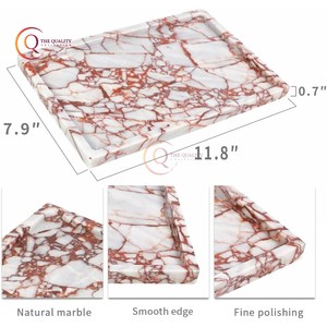 ถาดเสิร์ฟอาหารหินอ่อนสีน้ำตาลขาวทรงสี่เหลี่ยมทันสมัยทำด้วยมืออุปกรณ์รับประทานอาหารเย็นสุดเจ๋งเซิร์ฟเวอร์อาหารชุบสำหรับบ้านโรงแรมเหมาะเป็นของขวัญ - Product Image 2