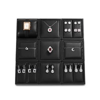 VANLOCY Pu Personnalisé Bracelet Collier Bague Montre Plateau De Présentation Pour Bijoux Vitrine De Luxe Plateau À Bijoux En Cuir Noir