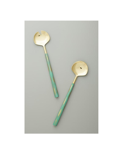 Cuchara para Ensalada de Latón Hecha a Mano, Producto para el Cuidado de la Salud, Cuchara para Servir con Mango de Resina, Juego de Vajilla, Utensilios de Cocina - Product Image 2