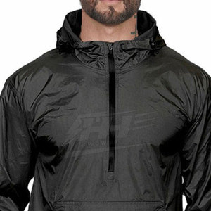 Veste coupe-vent pour homme avec logo personnalisé disponible, fabrication en usine, fermeture éclair à moitié, imperméable, personnalisation de la marque - Product Image 3