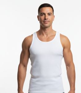 IvoryFlow Lightweight <b>White</b> Cotton <b>Vest</b> for <b>Men</b> Sleeveless Plain Breathable Stretch Daily Comfort Apparel - Product Image 1