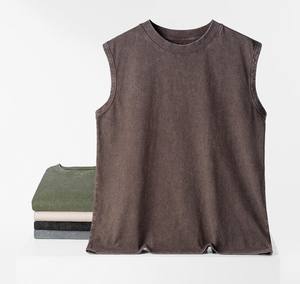 Última ropa de calle personalizada 230 Gsm 100% algodón lavado camiseta sin mangas Unisex Streetwear camiseta sin mangas para hombres y mujeres - Product Image 3