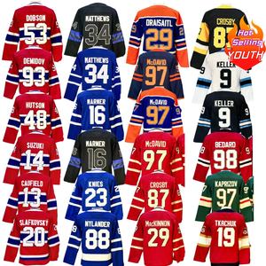 Jersey Hoki Es Remaja Grosir Jahitan 100% Poliester Bernapas Cepat Kering # 29 Leon Draisaitl # 97 Connor McDavid # 34 Auston - Product Image 1