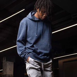 OEM Pull à capuche épais et solide à imprimé vintage pour hommes 100% coton XS-6XL délavé à l'acide Sweats à capuche d'hiver en éponge française de haute qualité - Product Image 4