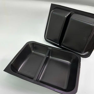 Juego de 2 bandejas de plástico PET antideslumbrantes, resistentes y multiusos para envasar platos como sushi, ensaladas y hamburguesas - Product Image 1