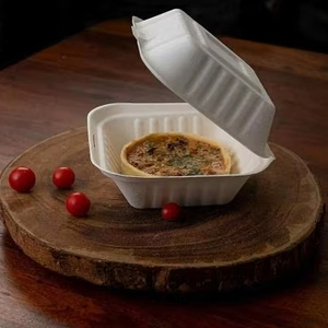 Nueva Caja de Alimentos de Bagazo de Caña de Azúcar 6x6, Caja para Hamburguesas sin Plástico, Caja de Bagazo para Hamburguesas, Envase de Alimentos Desechable Ecológico para Hoteles - Product Image 1