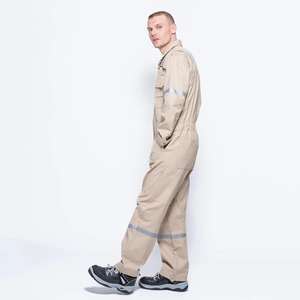 Custom Men Khaki FR Cotton Denim Safety Coverall Flame Resistant Long Sleeve Workwear Jumpsuit Industrial <b>Boiler</b> High Visibility - Product Image 4