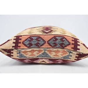 Cojín de lana tejida con almohada Kilim de lujo de 28x28 pulgadas bohemio marrón con patrón Vintage y esponjoso portátil para ropa de cama y uso en el suelo - Product Image 5