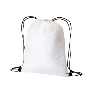 Zainetti Sportivi Promozionali Personalizzabili 210T Bianco con Coulisse per Gadget - Product Image 2