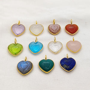 Colgante en forma de corazón tallado hecho a mano chapado en oro rosa, colgante de talla al por mayor de Plata de Ley 925, colgantes hechos a mano de 16mm - Product Image 2