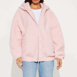 Veste bomber ample en tissu doux pour femme, design tendance 2026 / Veste bomber élégante en sherpa confortable et décontractée pour femme 2026 - Product Image 1