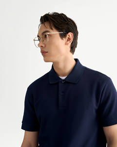 Chemise à manches courtes pour homme, en tricot de qualité supérieure, imprimé, boutonnée sur le devant, logo sur le devant, respirante, en coton et polyester, ajustée, style décontracté et professionnel - Product Image 6