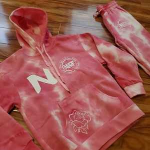 Sudaderas con capucha y chándal para correr con cremallera completa para hombre con logotipo personalizado, chándal de dos piezas de poliéster Tech Fleece, Tie Dye Technics - Product Image 5