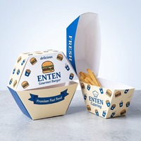 Boîtes à hamburgers personnalisées, emballages en papier jetables pour hamburgers, boîte d'emballage pour restaurant de restauration rapide à emporter, logo personnalisé