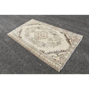 Alfombra turca Vintage Beige Marrón 5,4 X 9.2ft Tejido plano de lana con patrón de retazos para decoraciones de sala de estar - Product Image 3
