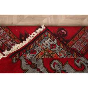 Turkish Oversize Rug 7.1x10.3 ft (215x315 cm), Vintage <b>Red</b> Geometric <b>Wool</b> Rug - Product Image 5
