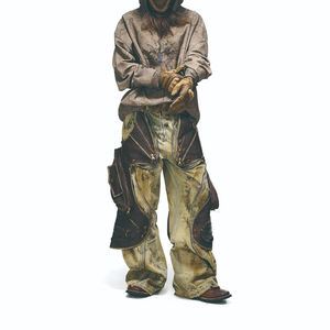 Sweat-shirt à manches longues de haute qualité, coupe ample, avec boutonnière en métal, imprimé, appliqué croisé, broderie, lavage à l'eau, sweat-shirt pour homme - Product Image 4