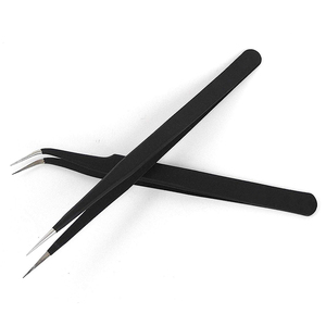 Pinzas de extensión de pestañas con agarre de fibra, pinzas de punta de fibra de oro negro mate, aplicador de pestañas, pinzas de punta de diamante para extensión de pestañas - Product Image 5