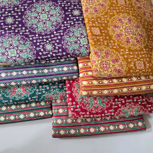 Conjunto de Tela de Algodón Estampada Jaipuri sin Costuras en la Parte Superior e Inferior |   Algodón 60x60 |   1 Lote de 5m Superior + 5m Inferior para Trajes de Niña - Product Image 1