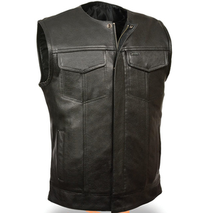 Gilet en cuir pour homme, coupe ajustée, tendance 2025, doublure en toile, respirant, style motard, style streetwear, gilet de moto d'hiver - Product Image 3