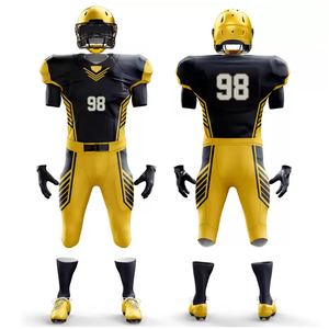 Uniformes de football américain de haute qualité 100% polyester à manches courtes pour hommes, grandes tailles, respirants, séchage rapide, couleur personnalisée, faible MOQ - Product Image 1