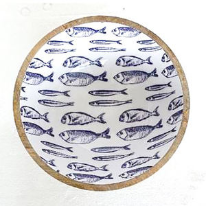 Bol en bois imprimé en émail avec couleur grise et blanche à imprimé floral pour accessoires de cuisine à domicile emballage personnalisé avec logo personnalisé - Product Image 3