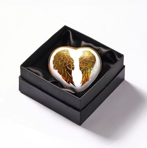 Golden Wings American Style Metal Heart Keepsake Urn with <b>Gift</b> <b>Box</b> Mini Funeral Urn From India - Product Image 1