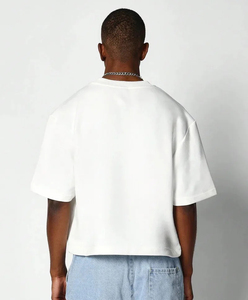 T-shirt vierge en coton tricoté respirant de qualité supérieure, coupe régulière, épaules tombantes, 300 grammes, 100 % coton, pour streetwear, collection 2025 - Product Image 2