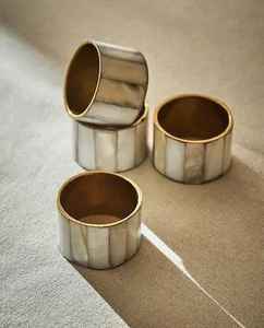 Servilletero con incrustaciones de madreperla, mesa de comedor, decoración con fregona dorada, servilleteros, fregona, servilletero de latón - Product Image 2