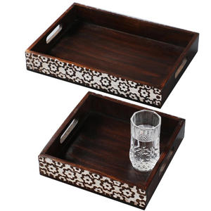 Vaisselle Plateaux de service alimentaire Design élégant Plateau de service en bois Plateau de service en bois et en métal Décoration de table - Product Image 6