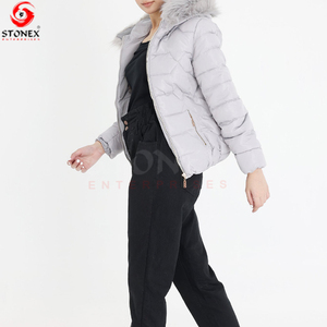 Ropa de calle corta de invierno personalizada, chaquetas para mujer, abrigo de invierno de tela brillante de gran tamaño a prueba de viento, chaqueta acolchada para mujer - Product Image 4