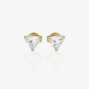 Pendientes de Diamante Moissanite con Corte Triangular, Tres Puntas, Plata con Baño de Rodio, Perfil Cuadrado, Elegantes y Modernos, Regalo para Fiestas y Bodas - Product Image 1