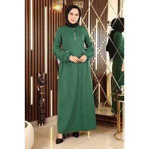 Robe décontractée à fermeture éclair émeraude 100% polyester Mega Merchant-88077 - Product Image 3