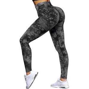 Pantalones de yoga sin costuras de cintura alta para mujer Leggings elásticos de 4 vías con diseño de cintura media - Product Image 1
