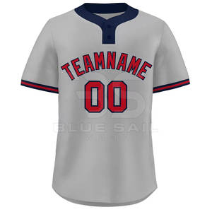 Maillot de baseball d'équipe en gros deux boutons avec logo d'impression de broderie personnalisée pour les clubs portent le maillot de baseball à la mode - Product Image 2