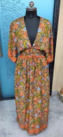 Robe longue décontractée en soie tissée, col en V, taille haute, style bohème naturel, anti-plis, lavable, écologique, personnalisée par le fabricant pour femme